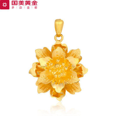 多邊金都【花開(kāi)富貴】足金吊墜 8.46克，承托東方美學(xué)與黃金價(jià)值的典雅之作